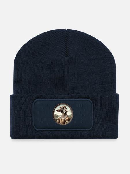 Porträt Weimaraner Hund Claire - Recycelte Patch Beanie - French Navy