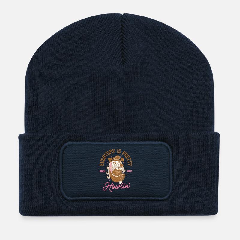 Everyday is Howlin' – Rock’n’Roll Dog - Beanie recyclé à patch - bleu marine