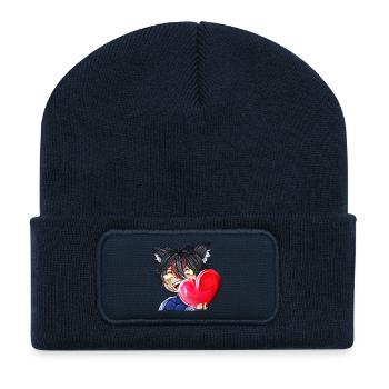 Chibi mit Herz - Recycelte Patch Beanie - French Navy - Vorne