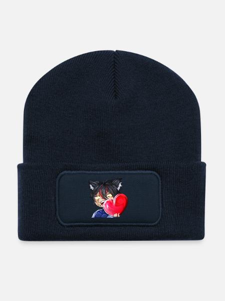 Chibi mit Herz - Recycelte Patch Beanie - French Navy