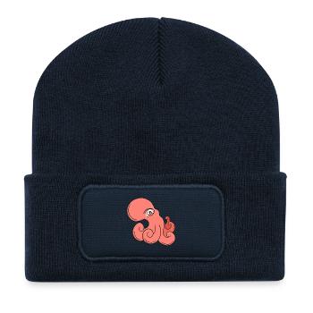 Oktopus Hervortretende Augen Fantastisches Meerestier - Recycelte Patch Beanie - French Navy - Vorne