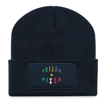 Italo Brasilianer Italiener Feijao &Pizza Geschenk - Recycelte Patch Beanie - French Navy - Vorne