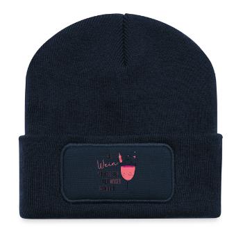 Wein Geschenk |Wein Spruch | Wer Wein verdient ... - Recycelte Patch Beanie - French Navy - Vorne