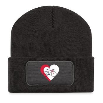 I love my bicycle - Bike and heart - Recycled Patch Beanie - dark grey - Front
