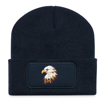 Geometric bald eagle – symbol of strength - Recycled Patch Beanie - french navy - Front