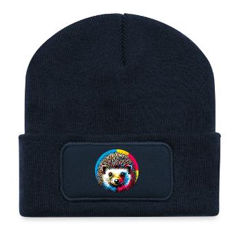 Hérisson - Beanie recyclé à patch - bleu marine - Devant