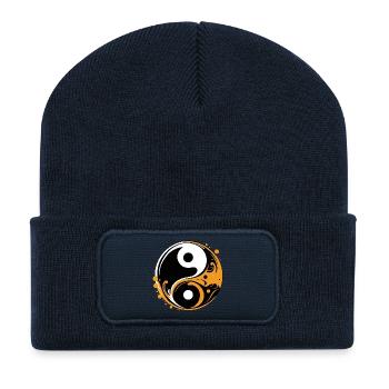 YIN ET YANG - Beanie recyclé à patch - bleu marine - Devant