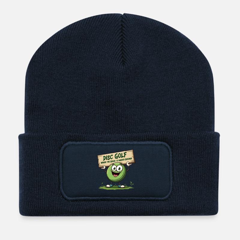Disc Golf - Where The Grass is Always Greener - Recycelte Patch Beanie - French Navy