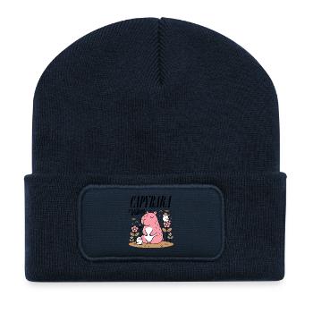 Relaxed capybara with friends - Recycled Patch Beanie - french navy - Front