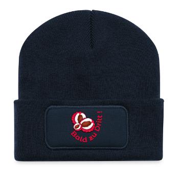 SCHWANGERSCHAFT VERKÜNDEN - LYCHEE - ZU DRITT - Recycelte Patch Beanie - French Navy - Vorne