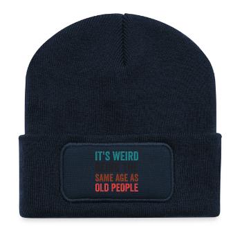 It's Weird Being The Same Age As Old People Retro - Recycled Patch Beanie - french navy - Front