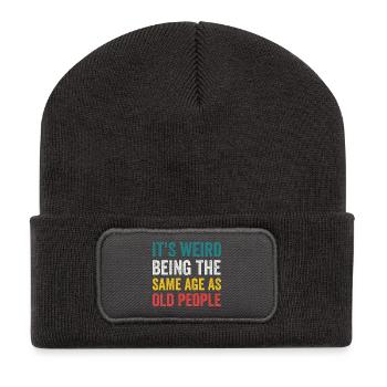 It's Weird Being The Same Age As Old People Retro - Recycled Patch Beanie - dark grey - Front