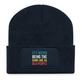 It's Weird Being The Same Age As Old People Retro - Recycled Patch Beanie - french navy - Front