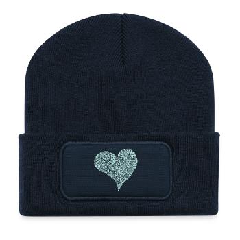 Coeur - Saint-Valentin - Cadeau - Rétro - Beanie recyclé à patch - bleu marine - Devant