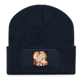 Bäume, fledermäuse, Friedhöfe, verregnet - Recycelte Patch Beanie - French Navy - Vorne