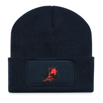 Pièces d’échecs Graffiti - Beanie recyclé à patch - bleu marine - Devant