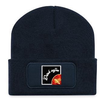 Café du jour - Beanie recyclé à patch - bleu marine - Devant