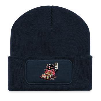 Sushi Black Cat Kimono Maki Nigiri Gift - Recycled Patch Beanie - french navy - Front