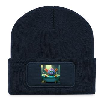 Petits bains de monstres - Beanie recyclé à patch - bleu marine - Devant