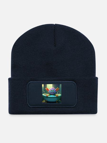 Kleines Monster badet - Recycelte Patch Beanie - French Navy