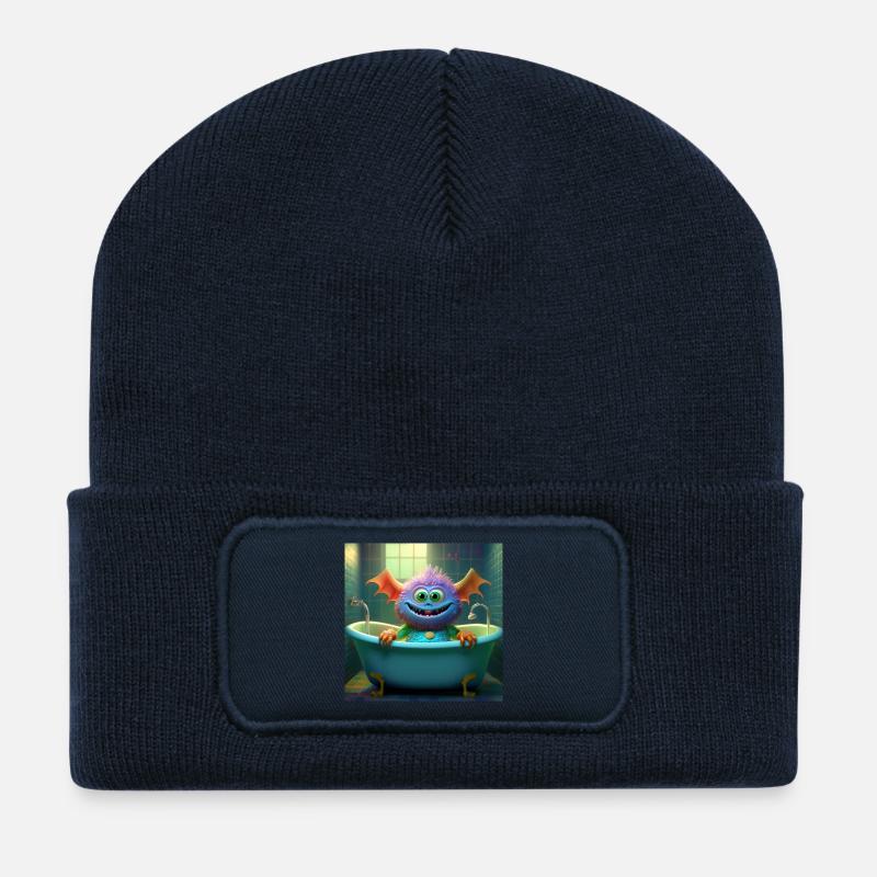 Kleines Monster badet - Recycelte Patch Beanie - French Navy