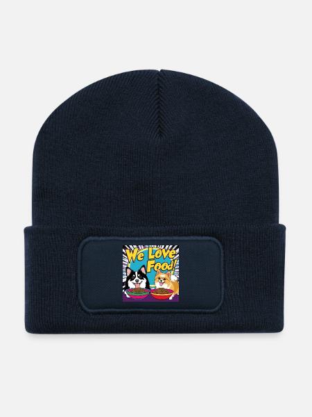 Comic Dogs - We Love Food - Recycled Patch Beanie - french navy