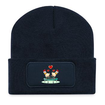 Chickens Pairs JUMPING TRAMPOLINE - Recycled Patch Beanie - french navy - Front