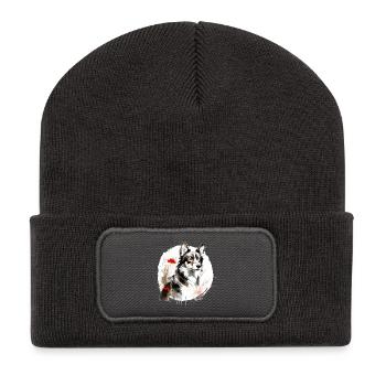 Chinesisches Sternzeichen Hund - Recycelte Patch Beanie - Dunkelgrau - Vorne