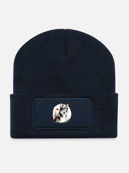 Chinese Zodiac Dog - Recycled Patch Beanie - french navy