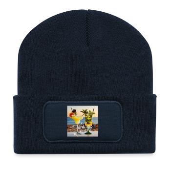 Cocktails mit Humorvollen Text - Recycelte Patch Beanie - French Navy - Vorne