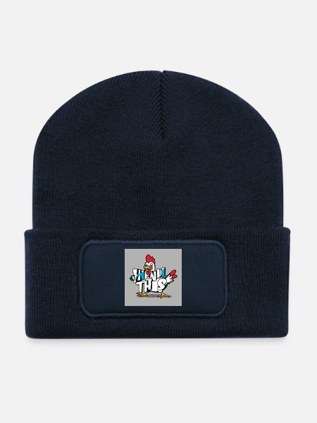 Lustiges Huhn "Hendl this" - Recycelte Patch Beanie - French Navy