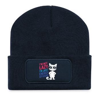 Je ne suis pas paresseux, je suis juste économe en énergie - Beanie recyclé à patch - bleu marine - Devant