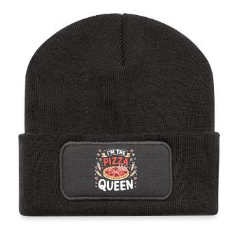 Ich bin die Pizza-Queen - Recycelte Patch Beanie - Dunkelgrau - Vorne
