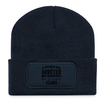 J'ai 40 ans - Anniversaire 40 ans, 40 ans - Beanie recyclé à patch - bleu marine - Devant