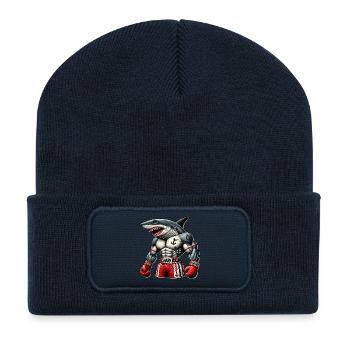 Killer shark Boxer – Le champion des mers - Beanie recyclé à patch - bleu marine - Devant