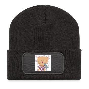 Cat Flowers Poster Spring Nursery Fish - Recycled Patch Beanie - dark grey - Front