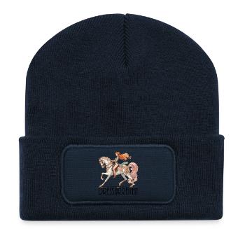 Dressurreiten Reiten Pferd edel dynamisch Geschenk - Recycelte Patch Beanie - French Navy - Vorne