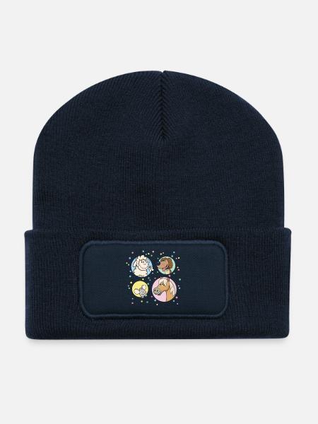 Lustige Tiere Kinderparty - Recycelte Patch Beanie - French Navy