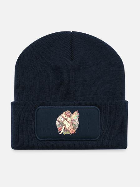 Buch Bücher Lesen Fee Elfe Art Nouveau Geschenk - Recycelte Patch Beanie - French Navy