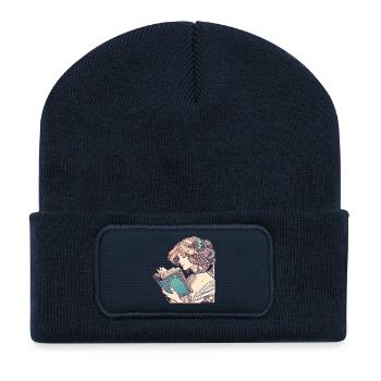 Book Books Reading Mrs. Art Nouveau Gift - Recycled Patch Beanie - french navy - Front