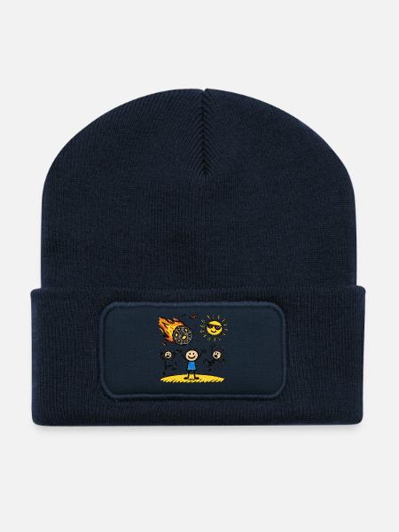 Fin du monde ? Yay! - Beanie recyclé à patch - bleu marine