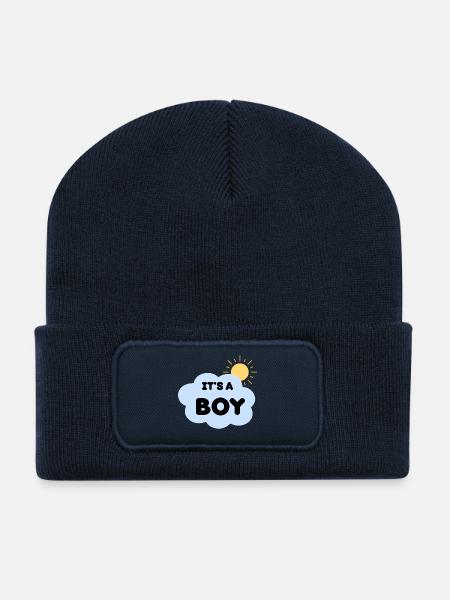 Announcement Birth Boy Cloud Sun it's a Boy - Recycled Patch Beanie - french navy
