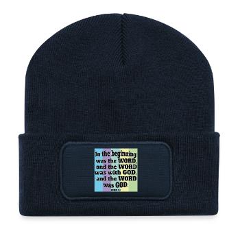 God is The Word - Recycled Patch Beanie - french navy - Front