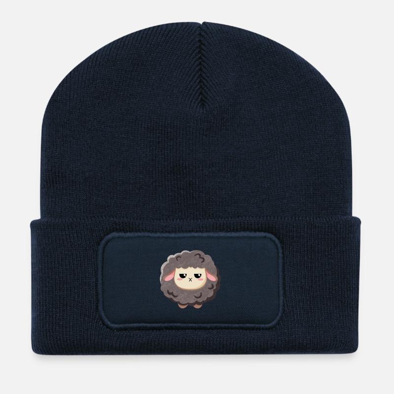 Mouton noir - sinistre et doux - Beanie recyclé à patch - bleu marine