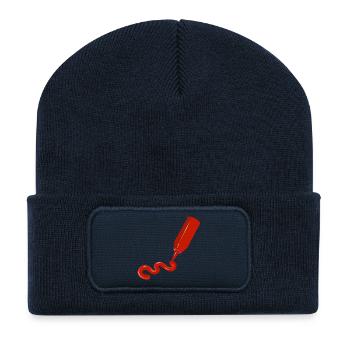 Ketchup-Flasche mit Schwung - witziges Food-Design - Recycelte Patch Beanie - French Navy - Vorne