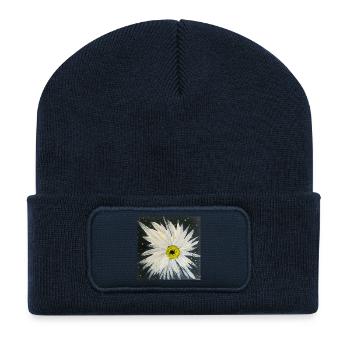 Design Edelweiss-noir-blanc - Beanie recyclé à patch - bleu marine - Devant