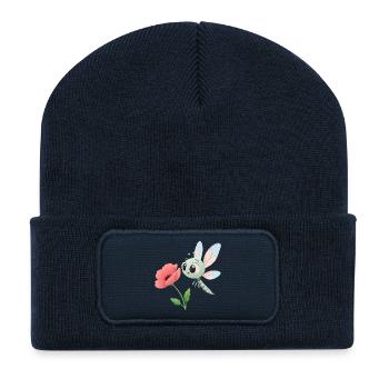 Baby Colorful Dragonfly Near a Flower (v02) - Recycled Patch Beanie - french navy - Front