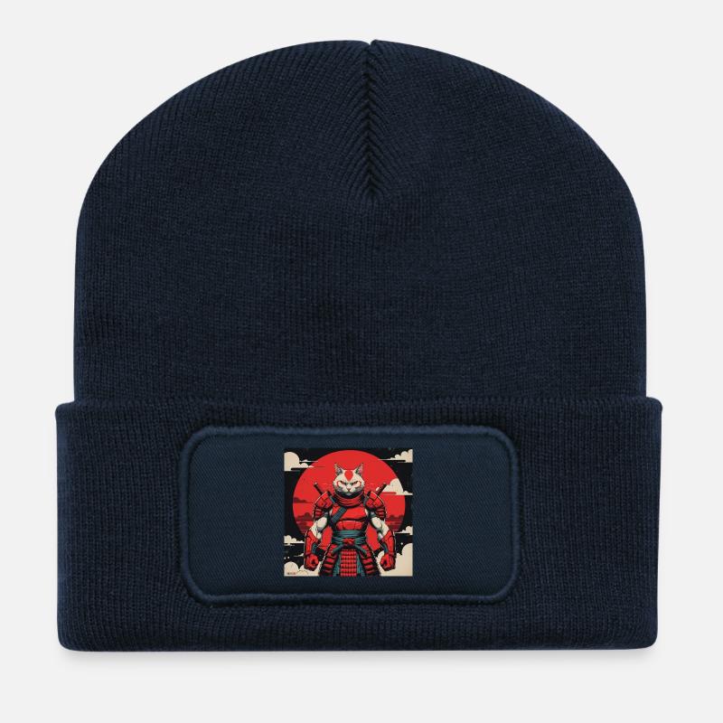 Samurai-Katzenkrieger - Recycelte Patch Beanie - French Navy
