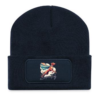 Super Dog Rhodesian Ridgeback RR Ridgie Gift - Recycled Patch Beanie - french navy - Front
