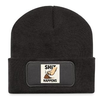 Oops! Paw Problem – Dog Meets Pile | Fun - Recycled Patch Beanie - dark grey - Front